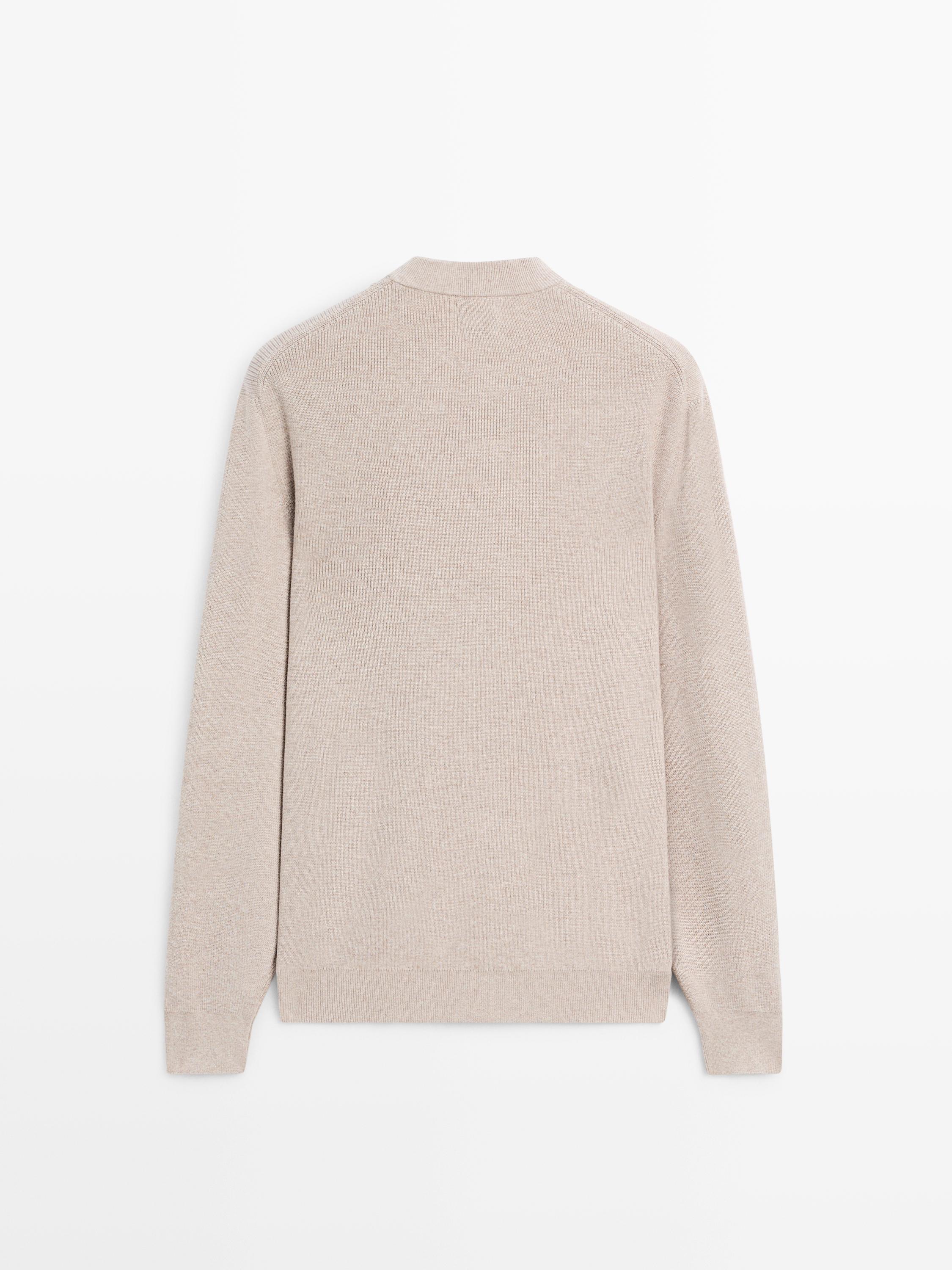 Pull en maille 100 % coton à col tunisien